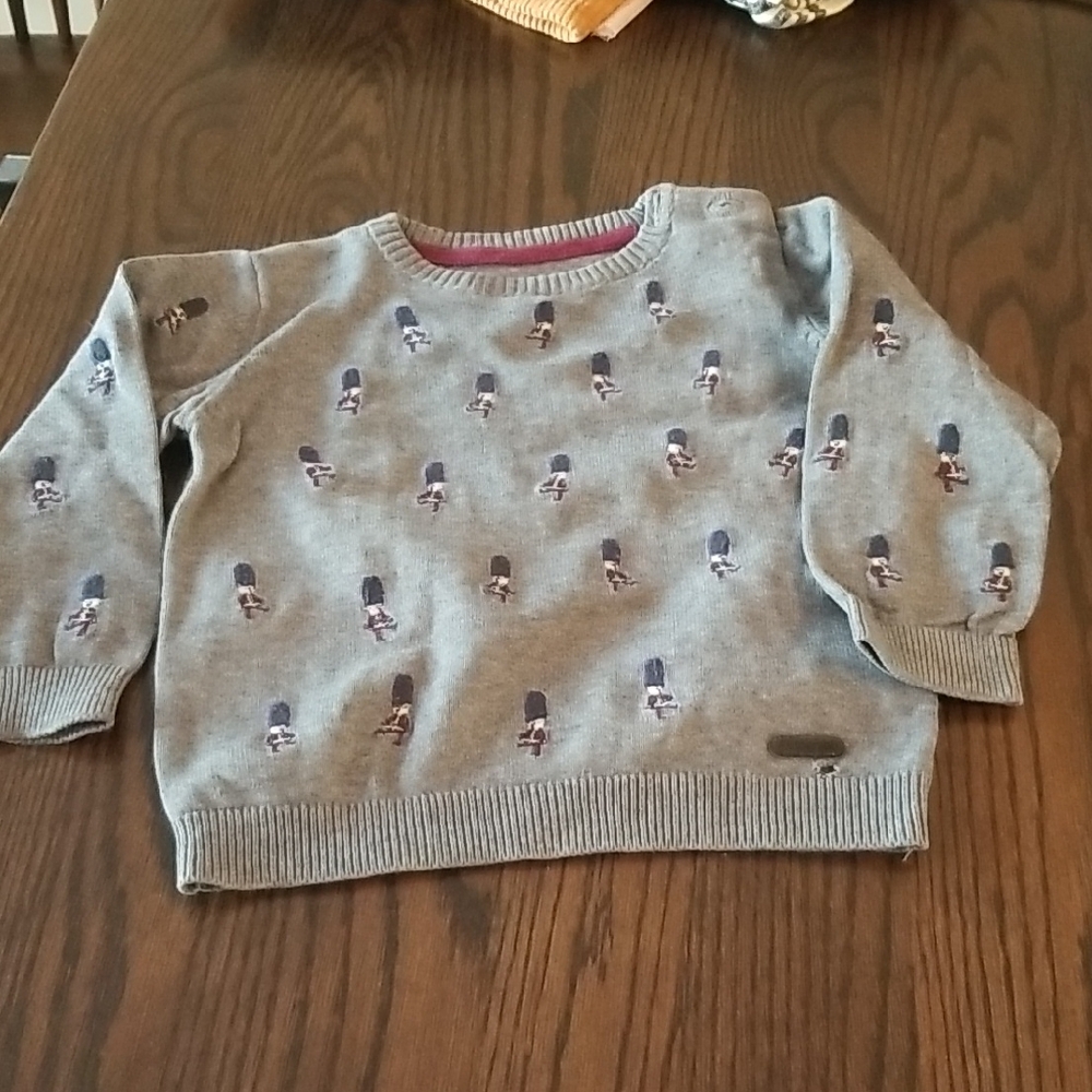 M&S Gray Sweater with Soldier Pattern. Size 12-18 Mth
